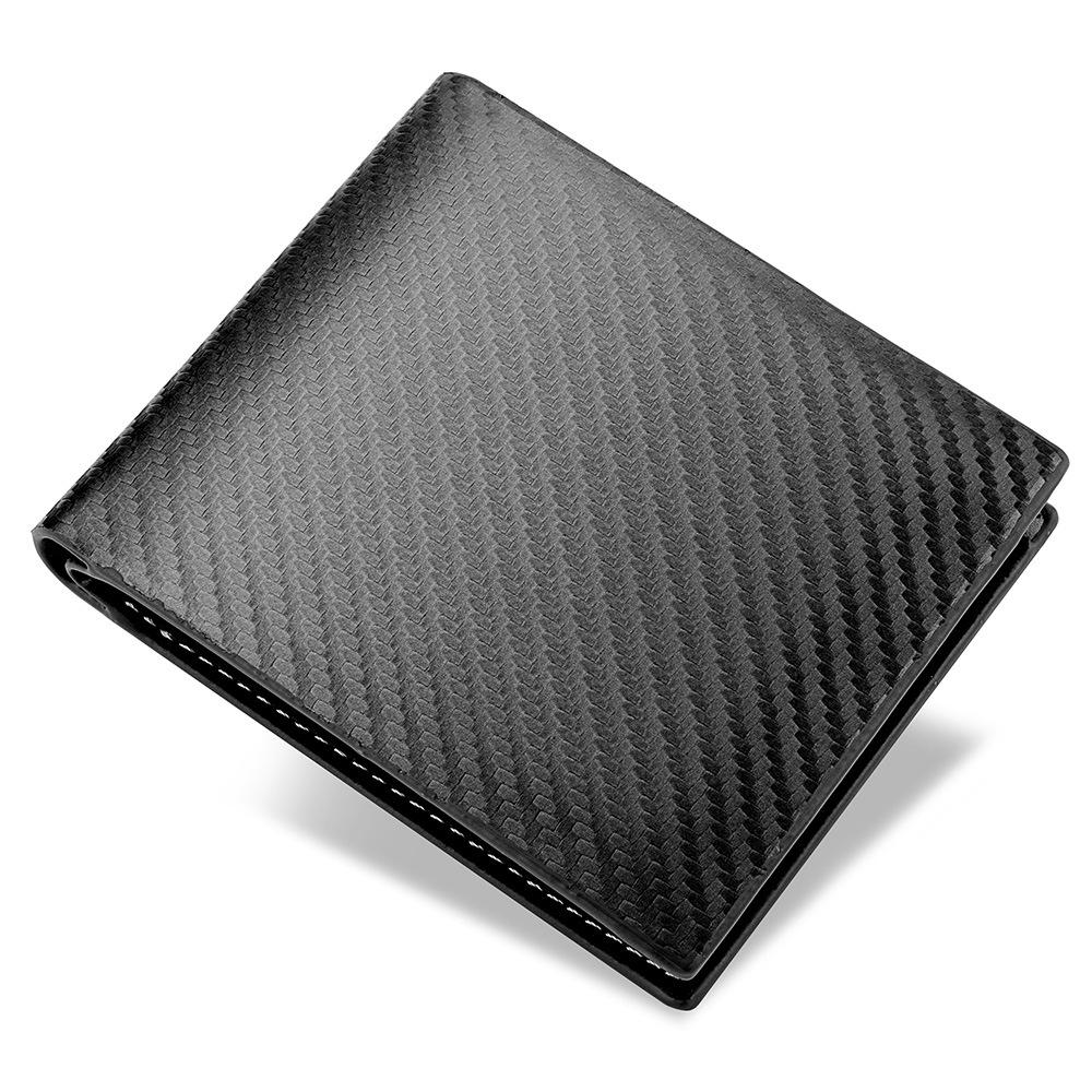 Men's Carbon Fiber Zipper Card Holder - European & American Style Horizontal Wallet
