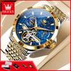 OLEVS 6705 Original Classic Men's Automatic Mechanical Watch Luminous Moon Phase Watch Luxury Hollow Flywheel Wristwatch for Man