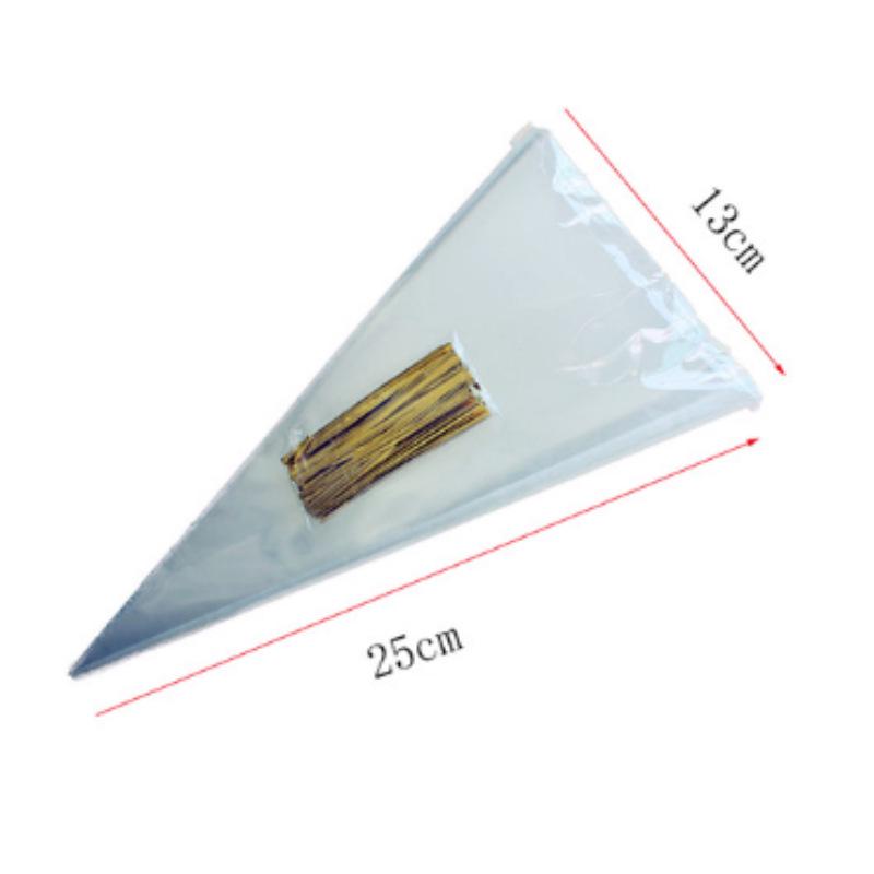 100-Pack DIY Transparent Triangle Candy/Food Bags for Wedding & Birthday Party Favors