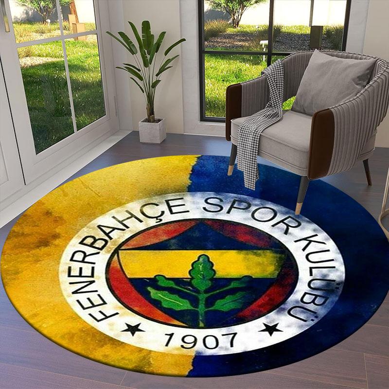 Fenerbahçe Sports Club Round Area Rug,Carpet Rug for Living Room Bedroom Sofa Playroom Decor,Non-slip Floor Mat