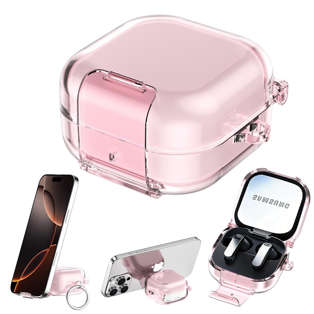 Transparent Candy Security Lock Cover for Samsung Galaxy Buds 4 4 Pro Shockproof Earphone Protective Case with Hidden Bracket