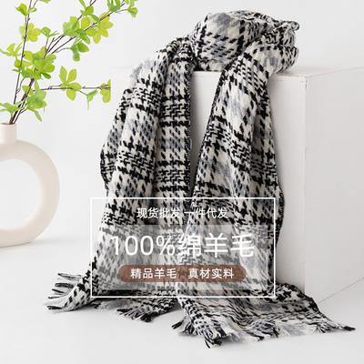 Winter 100% Schafwolle Schal Damen Vintage Premium Gefühl Schal Hals Wolle Schal
