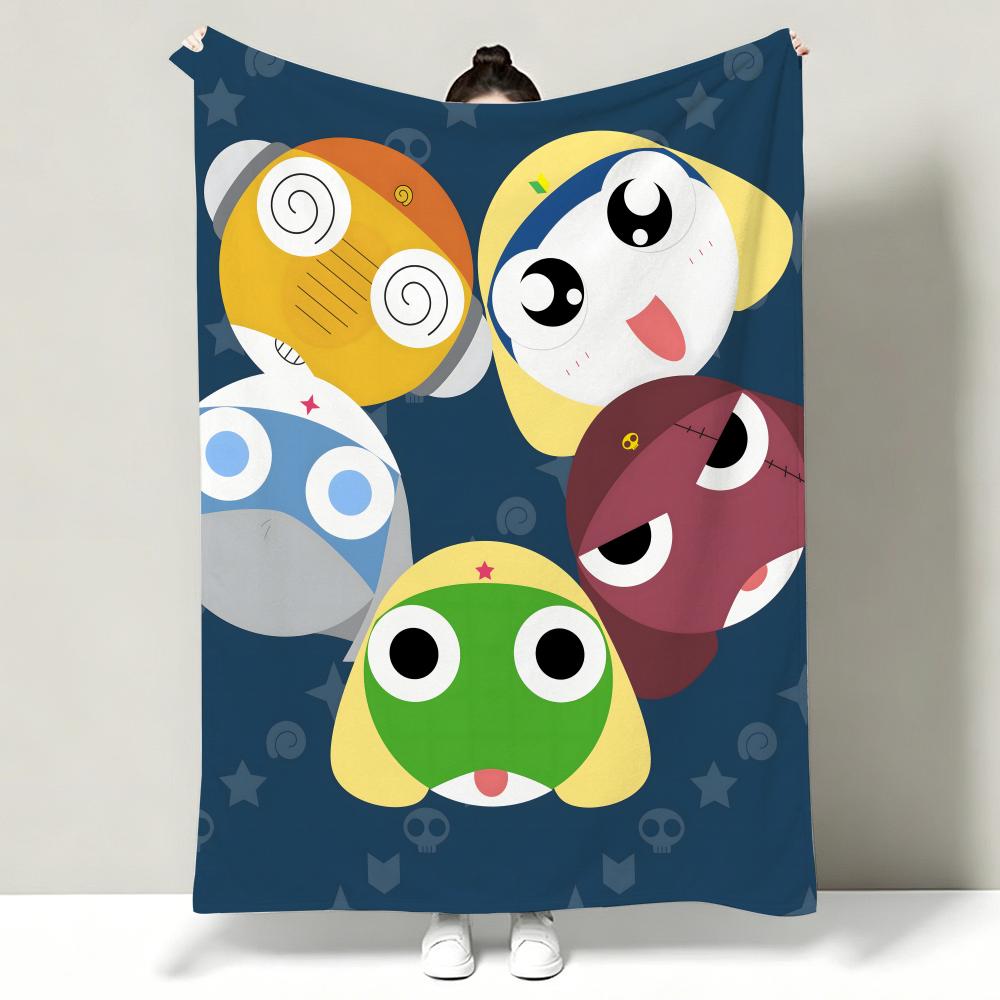 Anime KKeroro GGunso Throw Soft Warm Flannel Throw Blanket Multiuse for Sofa Bed Office Nap