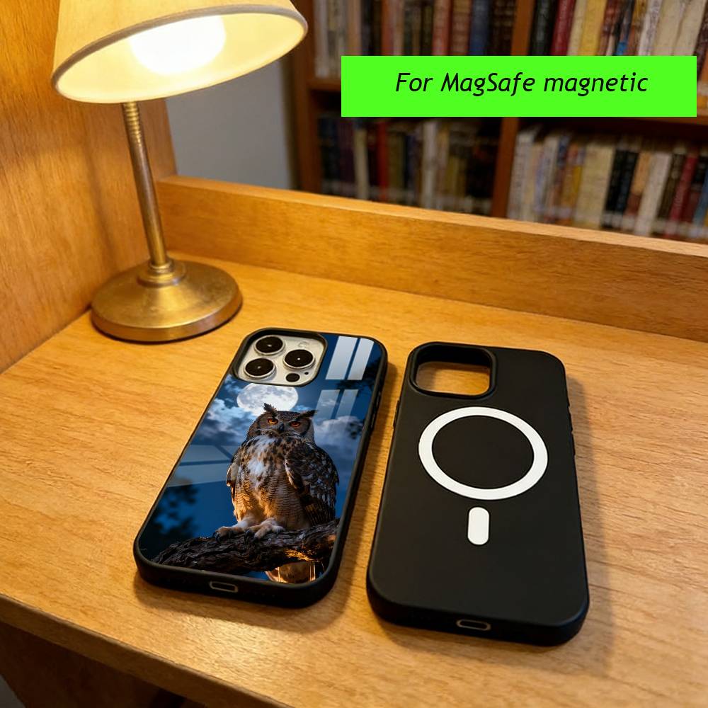 Cute and cool owl Phone Case For iPhone17,16,15,14,13,12,11 Plus,Pro Magnetic For Magsafe Wireless Charging iPhone15PRO