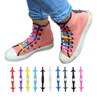 6Pair No Tie Shoelaces Bat Shape Shoe Strings Stretchy Silicone Laces Durable