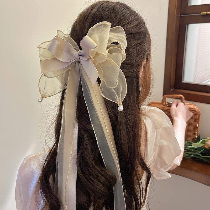 Super Immortal Hair Clip Women Large Bowknot Hairpin Barrettes Girls Solid Color Ponytail Clip Hair Accessories Headwear Gift