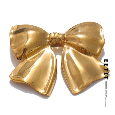 2024 Stainless Steel Metal Bow Knot Brooches 18K PVD Plated for Women Waterproof Clothing Accessories Christmas Gift