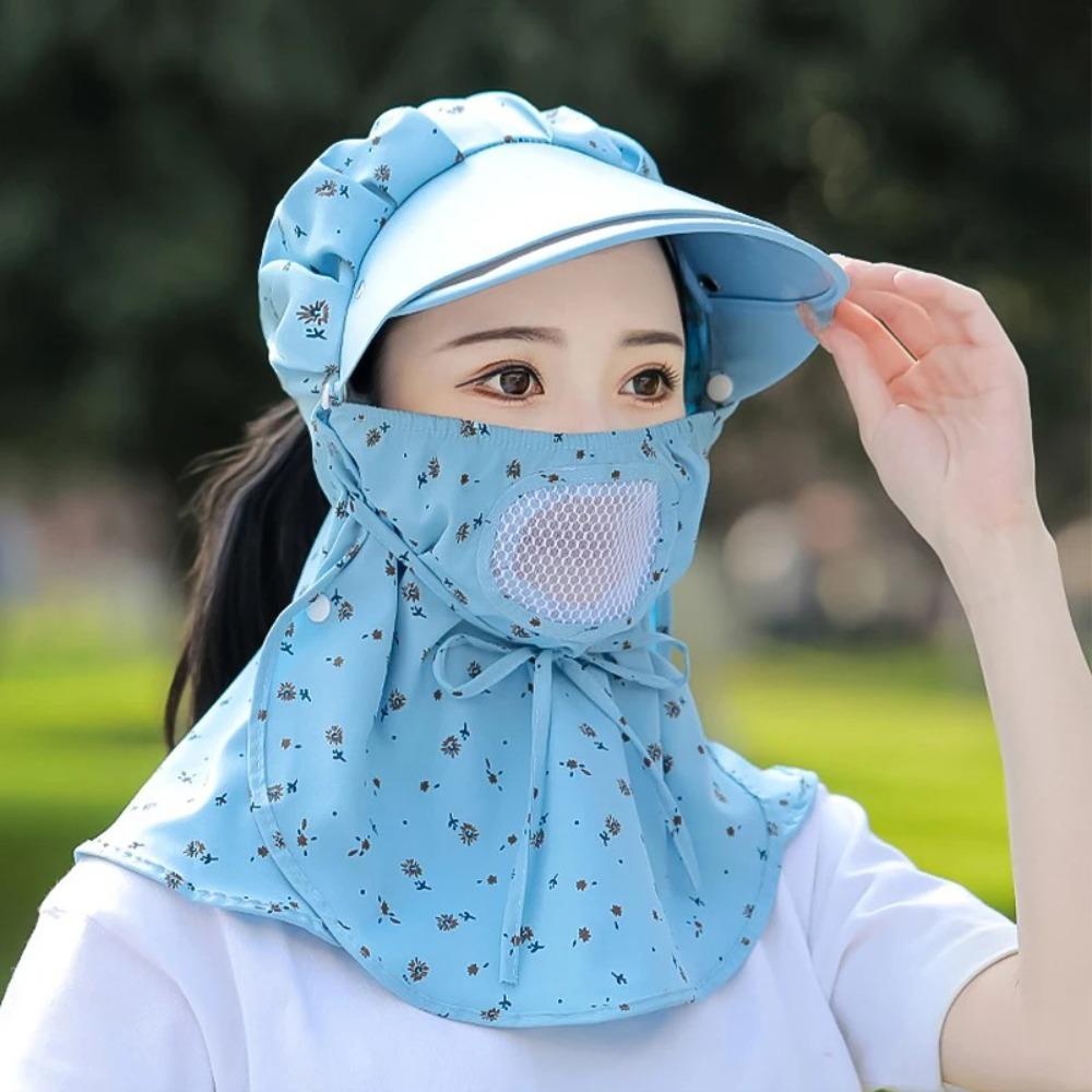 Flower Pattern Women Face Neck Cover Breathable Fisherman Hat Sunscreen  Hat  Summer Outdoor