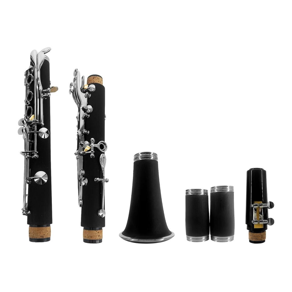 Clarinet ABS Bb Binocular Clarinet with 10 Reeds Cleaning Cloth Gloves Screwdriver Bracket Handbag Cleaning Brush