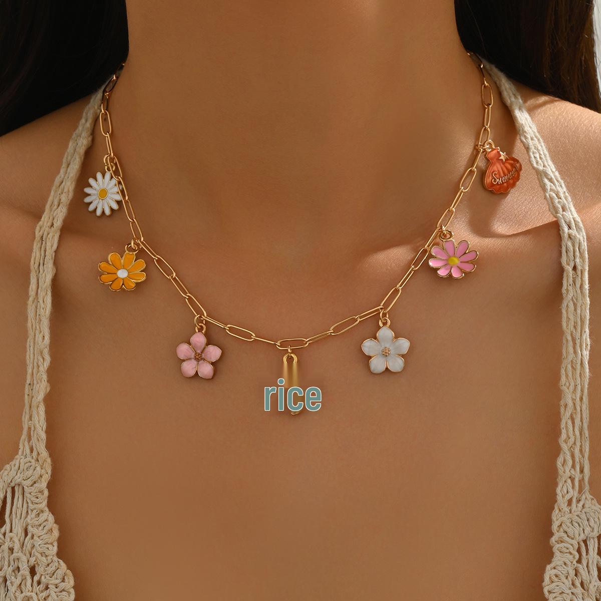 Европейско-американское богемное ожерелье-чокер с цветком ромашки для женщин - Универсальное модное украшение на ключицу