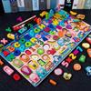 Wooden Cartoon Ocean Fishing Cartoon Number Letter Traffic Shape Matching Logarithm Board Cognitive Toy for Kids
