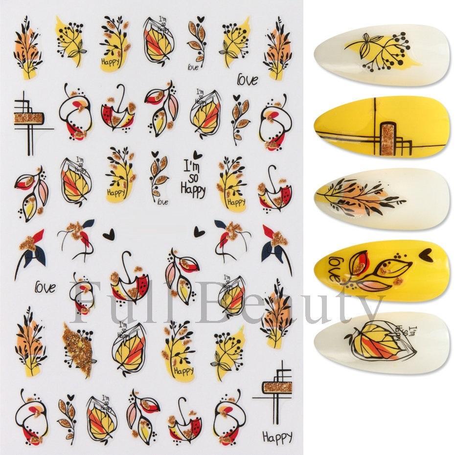 

3D золотые наклейки для ногтей цветочные растения наклейки для ногтей цветочные мраморные цветочные ползунки маникюрные украшения