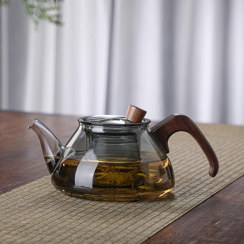 Borosilicate Glass Teapot with Walnut Side Handle