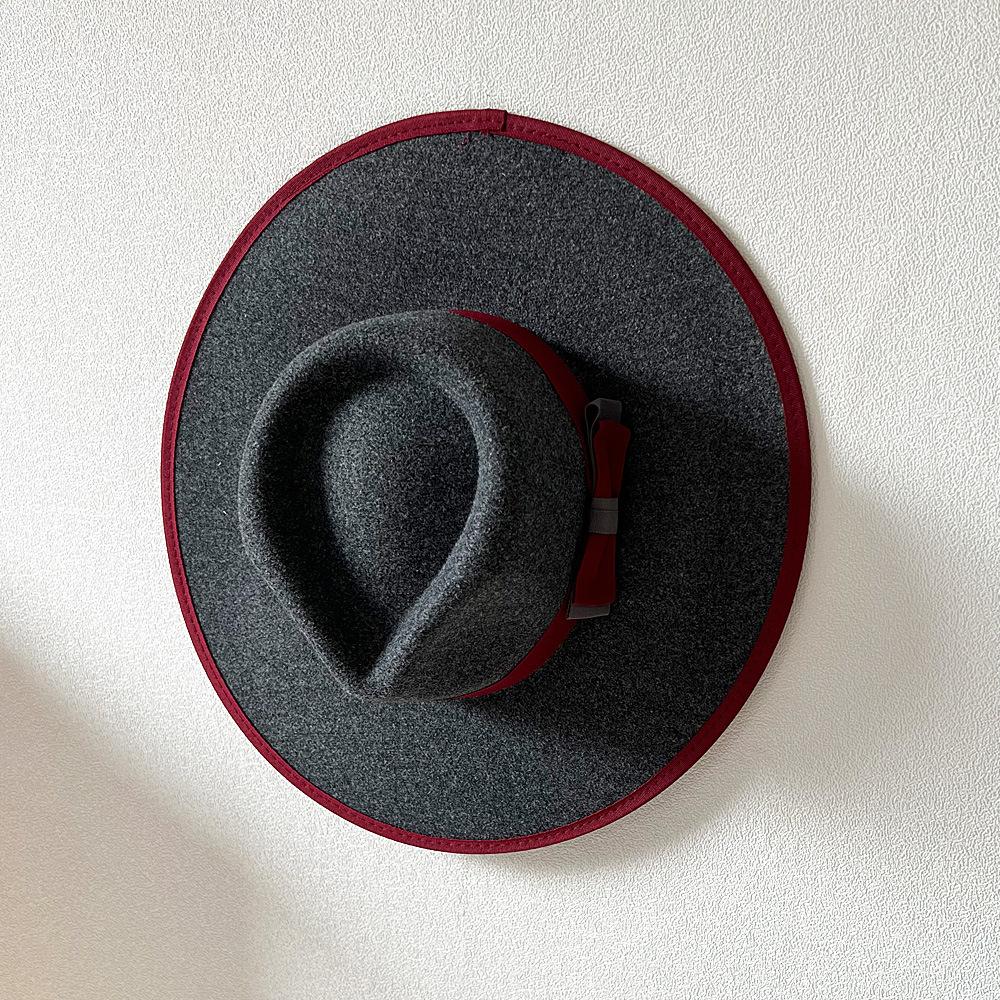 Elegant Fascinator Bow Tie Fedora Hat for Women 9.5cm Wide Brim Men Wool Church Jazz Hats Wedding Party Dress Cap