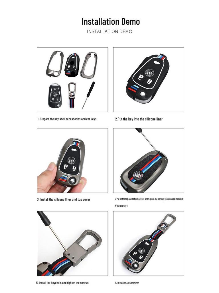 Buick Key Case for Modified Folding Keys: Compatible with Yinglang GT/XT, Junyue, Junwei, Kaiyue Models.