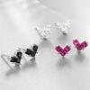 925 Silver Heart Zircon Stud Earrings For Women Luxury Wedding Jewelry High Quality Accessories New