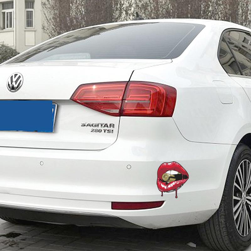 Naklejki samochodowe, usta pocisku, spersonalizowane i kreatywne naklejki samochodowe, dekoracyjne zderzaki samochodowe, naklejki na zadrapania