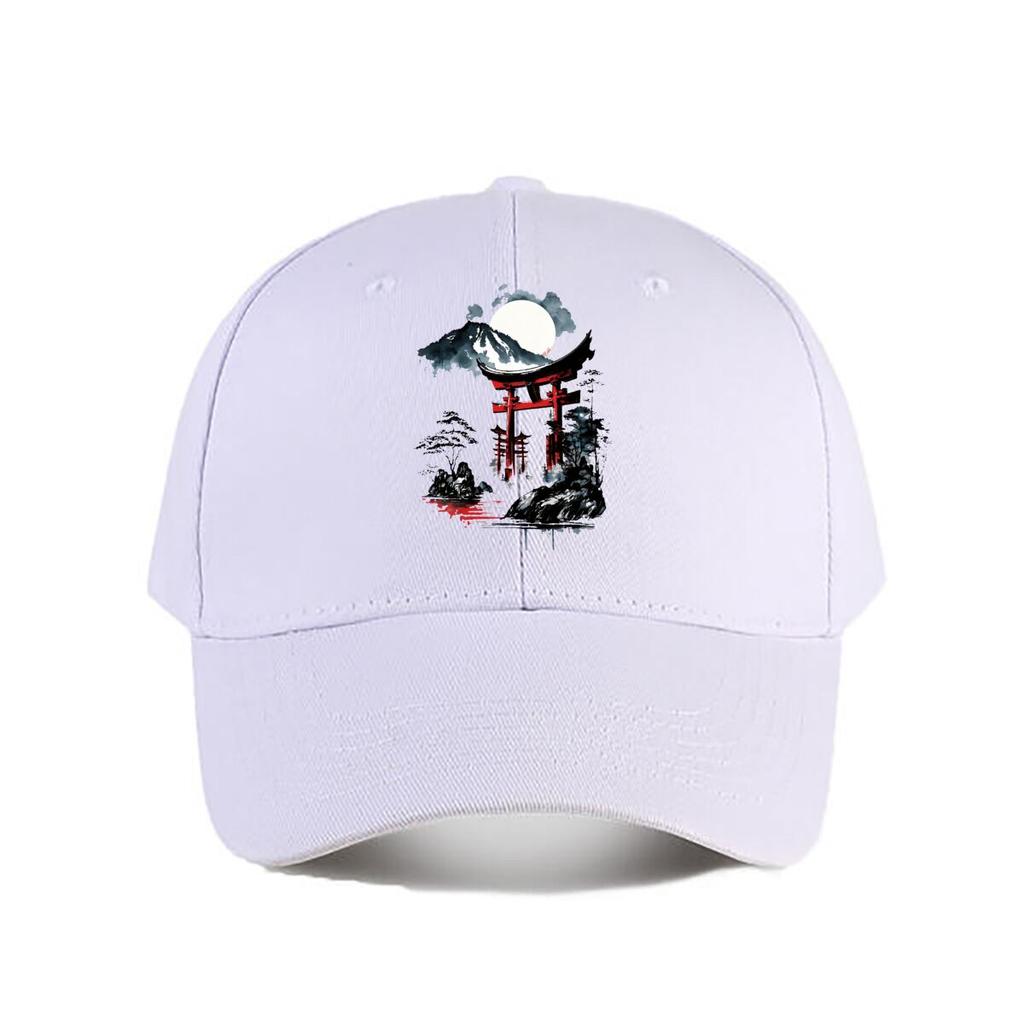 Moonlit Japanese Torii Fuji Art Print Baseball Cap Fashion Unisex Sunhat Womens Outdoor Sports