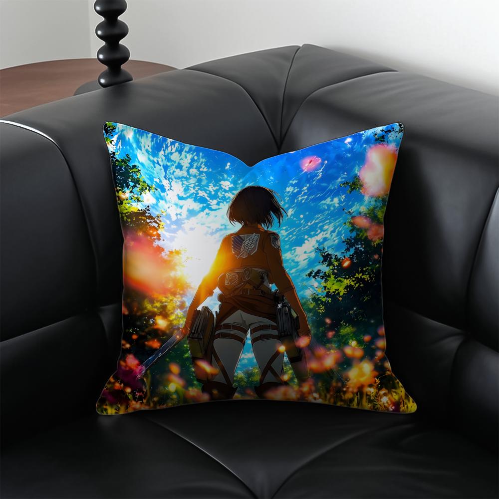 Anime Epic AAttack on TTitan Cushion Cover Pillow Case Antidustmite Invisible zipper silky short plush Sofa cushion
