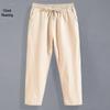 Men's Lightweight Linen Blend 9-Point Casual Trousers - Loose, Straight-Fit Summer Pants for Youth.