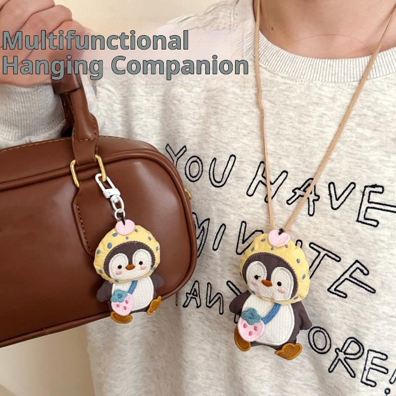 Cute Penguin Doll Plush Pendant Keychain Creative Cartoon Lanyard Necklace Stuffed Doll Toys Funny Backpack Decoration Gifts