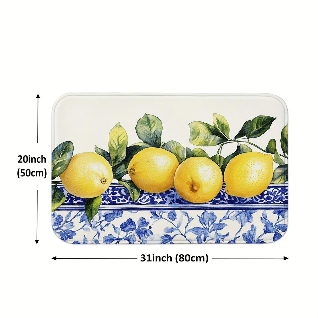 1 Stück Anti-Ermüdungs-Küchenteppiche, Zitronenmuster Wasserdicht Rutschfest Dick Gepolstert Küchenmatte Strapazierfähig Komfort Stehmatte für die Küche