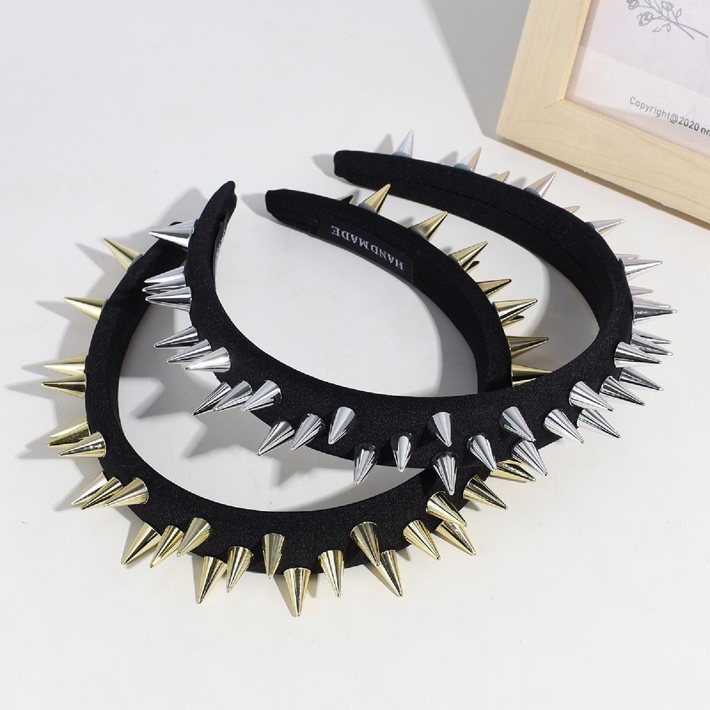 1PC Exaggerated, Designer, Rivet, Black, Hairband, Summer, Wide, Fashion, Punk, Personalized, Headband, Hairpin