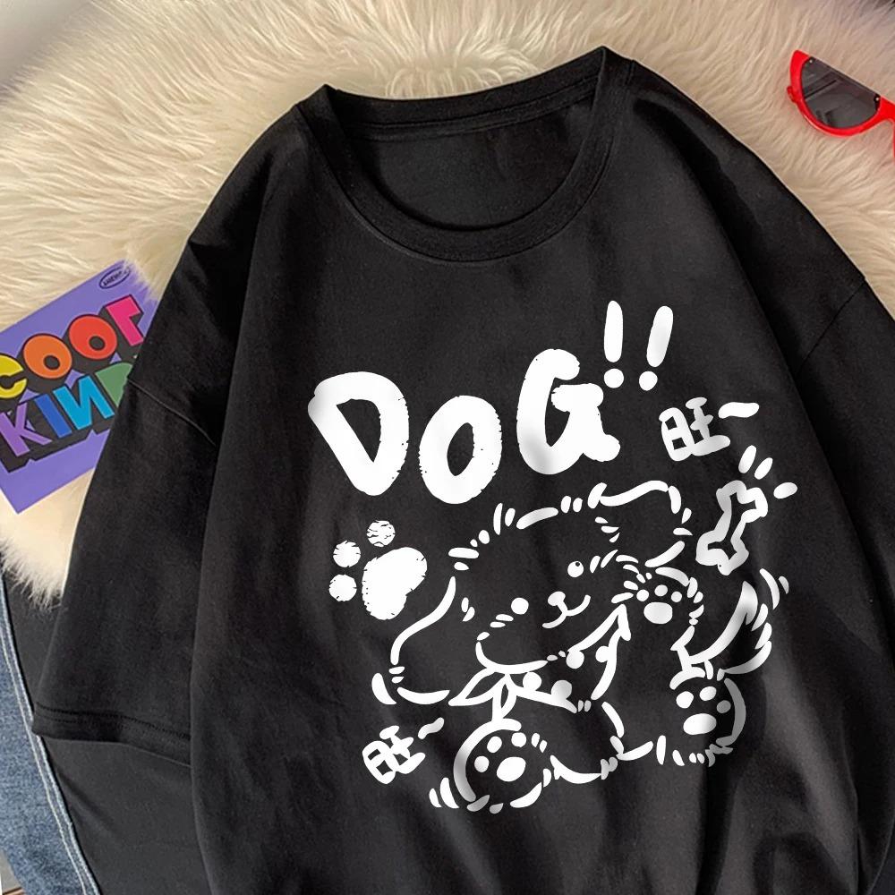 Dog Cartoon Printed Round Neck Sports T-shirt Short Sleeve Casual Tops Women's Activewear Aesthetic Tshirt Clothing