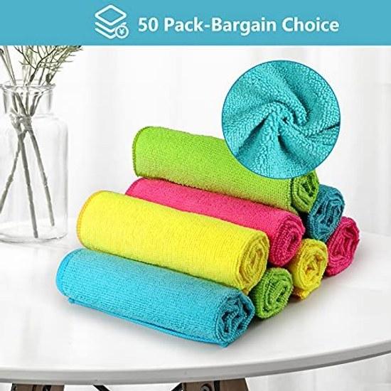 HOMEXCEL Microfiber Cloths 50 Sheets Commercial Towels Thin Wipes Cleaning Dishcloths Kitchen Etc. Approximately (multicolor)