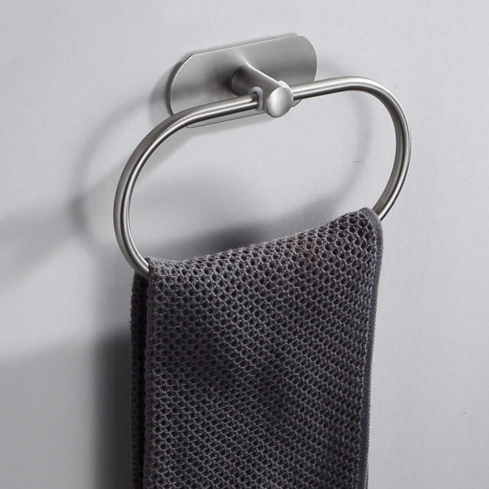 Wall Mounted Towel Hanger Ring Rustproof Self-adhesive Towel Holder Towel Ring Hook  Bedroom Use