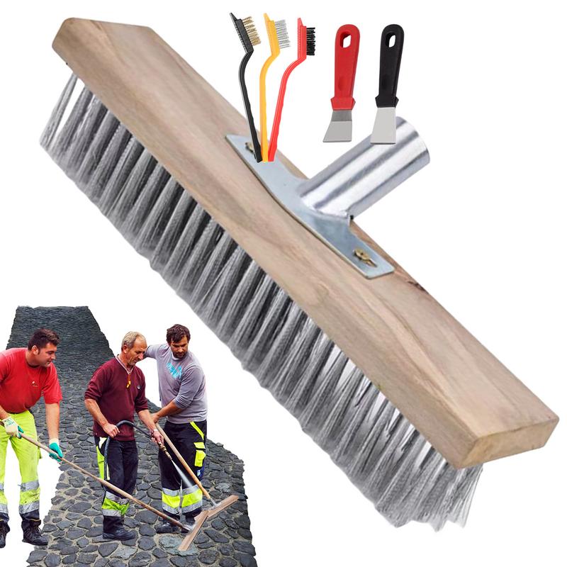 Heavy-Duty Wire Broom Stiff Bristle Broom Garden Broom For Patio Stone Concrete Garden Moss Cleaner Outdoor Cleaning Tools