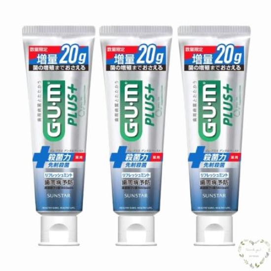 

[Set of 3] GUM Plus [Quasi-drug] Dental Paste Medicated Toothpaste [Refresh Mint] Extra Large 140g x 3 pcs Comes with Airgreen Original Thank You Card