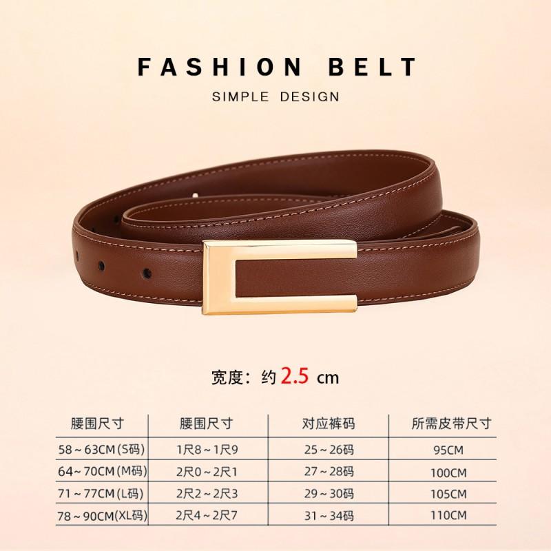 Womens Leather Belt Fashion Simple Versatile Suit Pants Genuine Cowhide Waist Strap