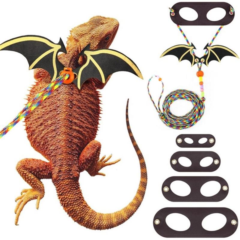 EscapeProof Adjustable Lizards Leash for Safe Outdoor Walking Comfortable Harness with Wing/Backpack Design for Reptiles