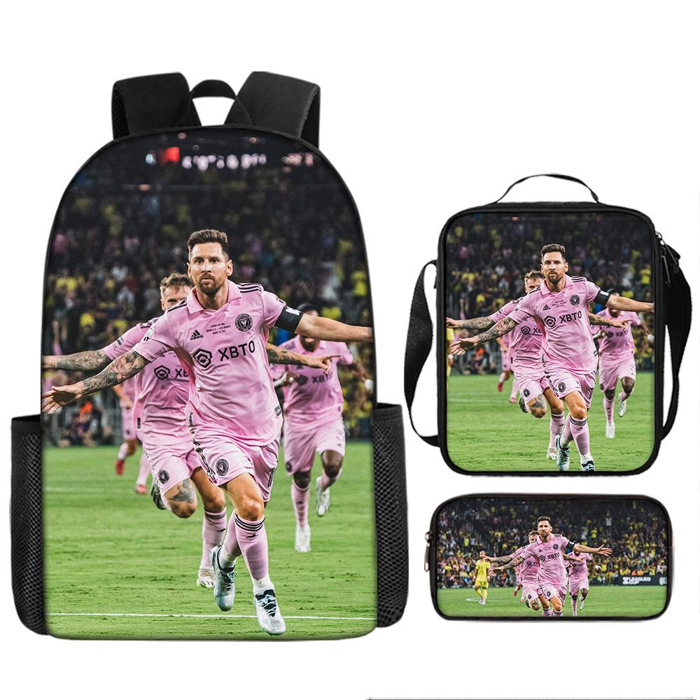 Football Schoolbag Three-Piece Backpack Pencil Bag Satchel Package Primary And Secondary School Students Schoolbag