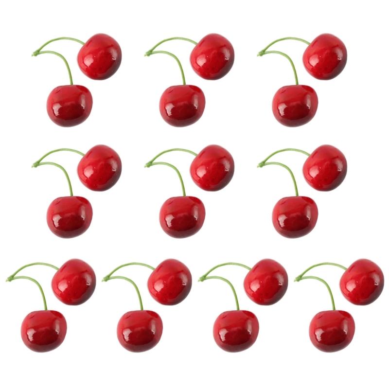 10 Pair False Cherries Artificial  Decorations Simulations Cherries Fruit False Fruit Model Kitchen Photo Props Drop Ship