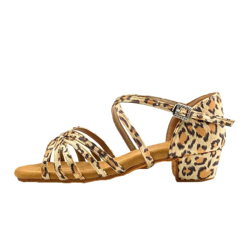 Mode Niedriger Absatz Latein Tanzschuhe Damen Damen Kinder - Ballsaal Tango Salsa Trainingsschuhe 24 leopard print