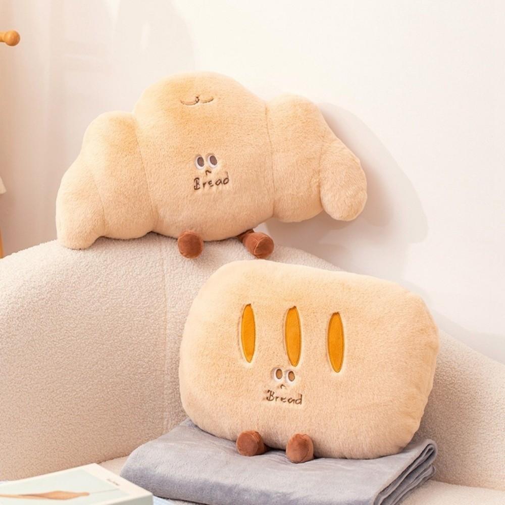 Soft Cow Horn Pillow Plush Air Conditioner Cushion Bread Pillow Blanket  For Bed and Sofa Decor