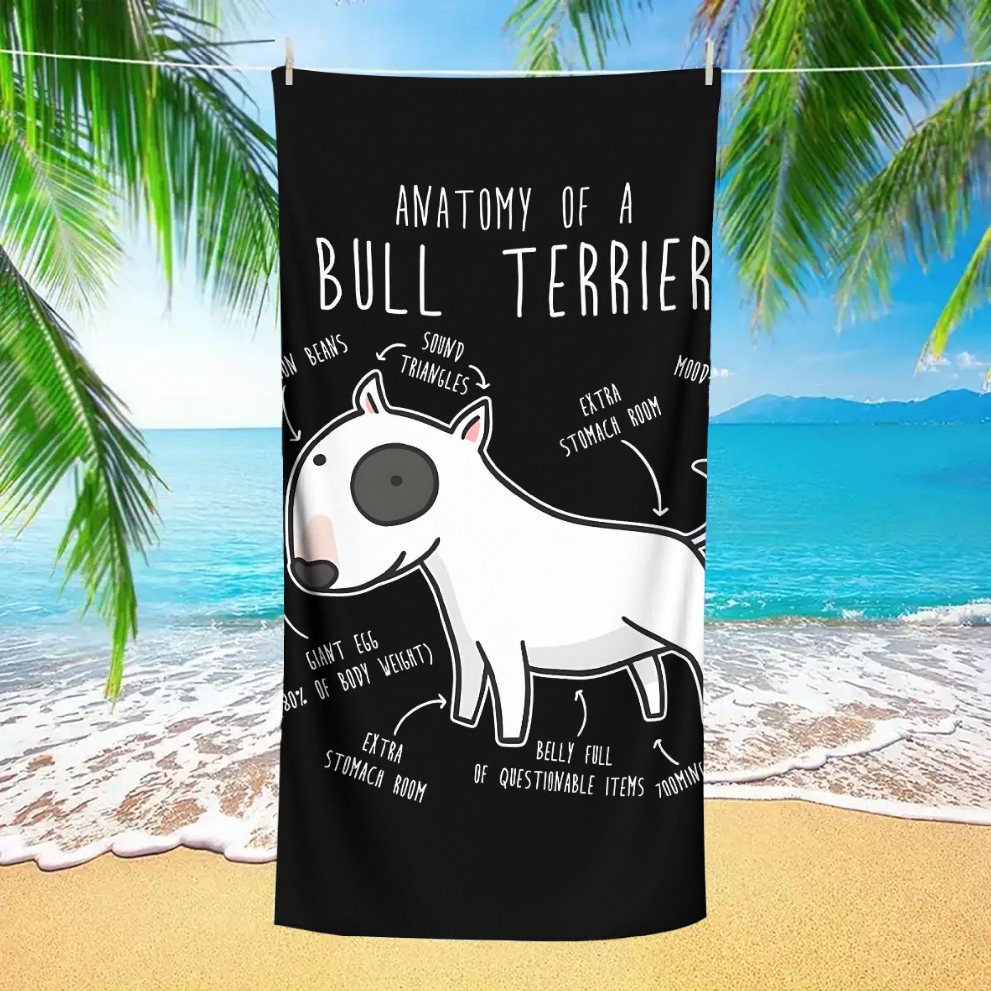 

Bull Terrier Dog Anatomy Backpack Beach Towel, Quick-Dry Soft Microfiber for Travel Beach Fun Pool Days W30*H60(CM)