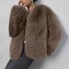 Women's Fashionable Warm Long Sleeve Solid-Color Furry Coat