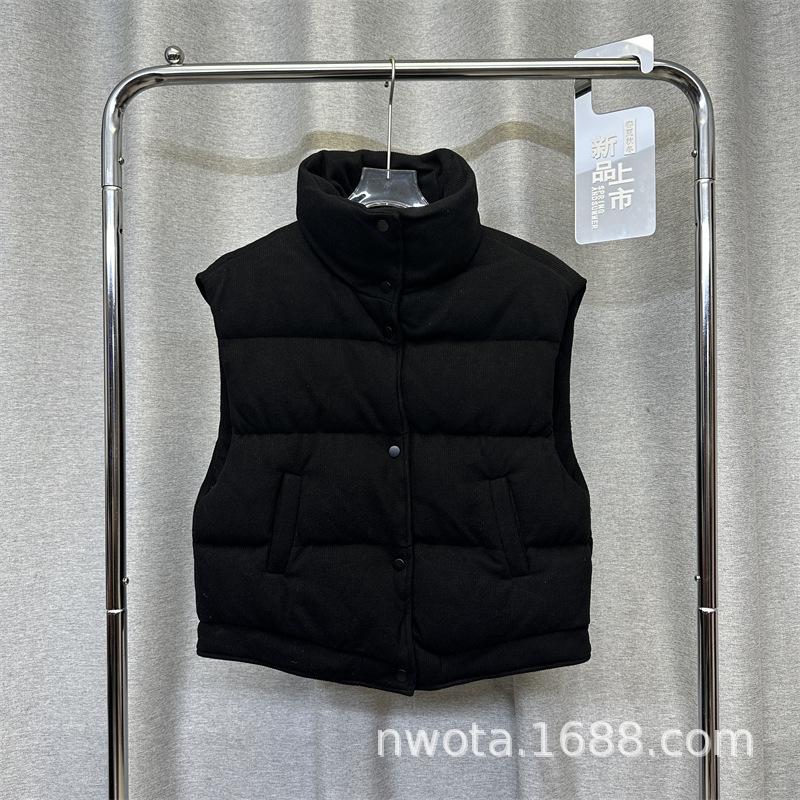 Thickened down vest women's new thickened stand-up collar corduroy vest white duck down thermal vest