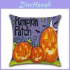Luxurious Halloween Linen Pillow Case With Pumpkin And Ghost Pattern For Festive Decor