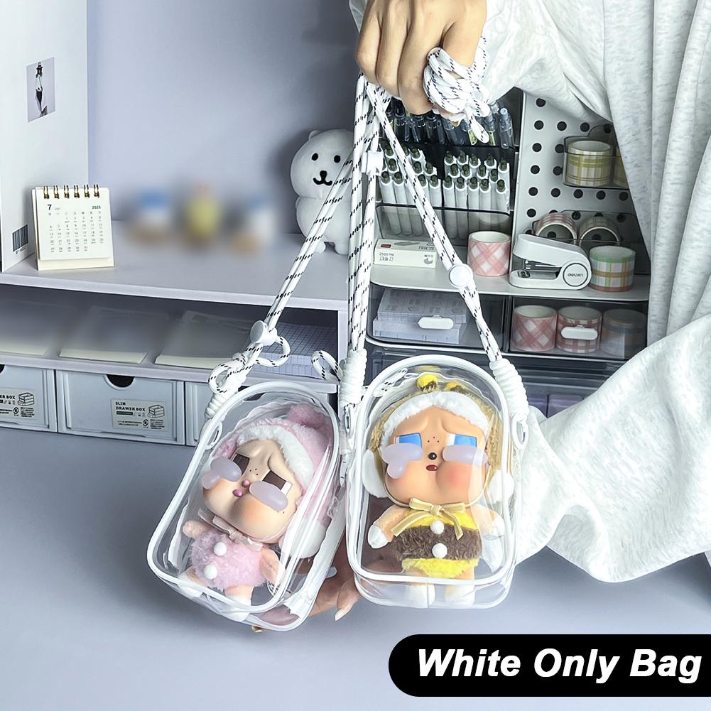 

For 15cm Crybaby Cotton Doll Outfit Crossbody Pain Bag PVC Storage Bag Dolls Display Bag Pink Only Bag