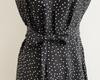Women's Petite French Polka Dot V-Neck Long-Sleeve Belted Dress - Short Skirt for Spring & Autumn.