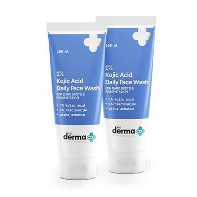 Il detergente viso Derma Co 1% Acido Cogico I con Niacinamide e Alfa Arbutina I riduce le macchie scure e la pigmentazione I per tutti i tipi di pelle - 100 ml (Confezione da 2)