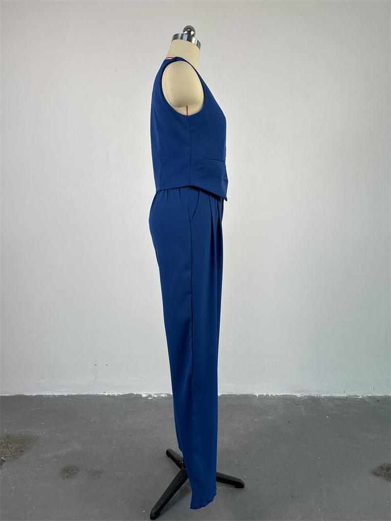 Conjunto de Moda de Verano 2025 para Mujer: Chaleco sin Mangas de Cuello en V y Pantalones de Pierna Ancha
