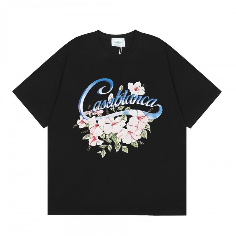 Casablanca Streetwear T-Shirt Men Women Loose Fit Short Sleeve Casual Tee High Street Style