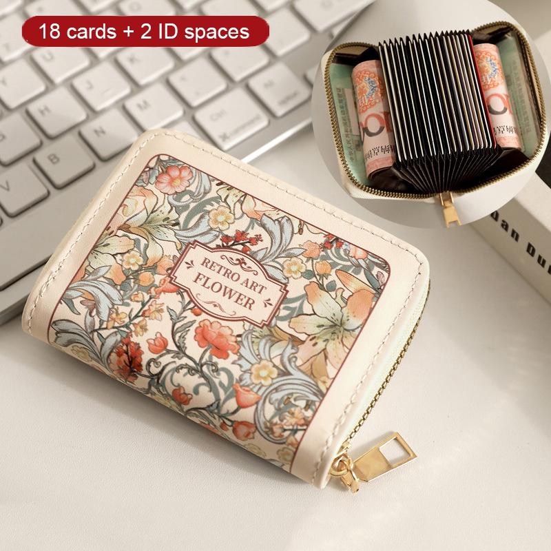 Kreative Mehrkarten-Geldbörsen RFID-Blockierung Ausweishalter Blumendruck Ausziehbares Visitenkartenetui Wasserdichte Geldbörse