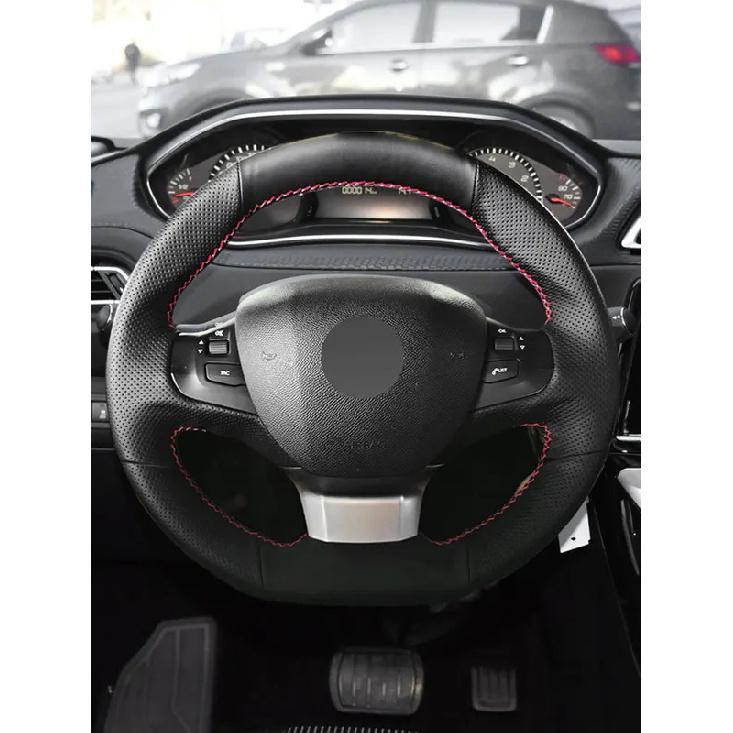 Hand-sewing Perforated Microfiber Leather Car Interior Steering Wheel Cover For Peugeot 308 2014 2015 2016 2017 2018
