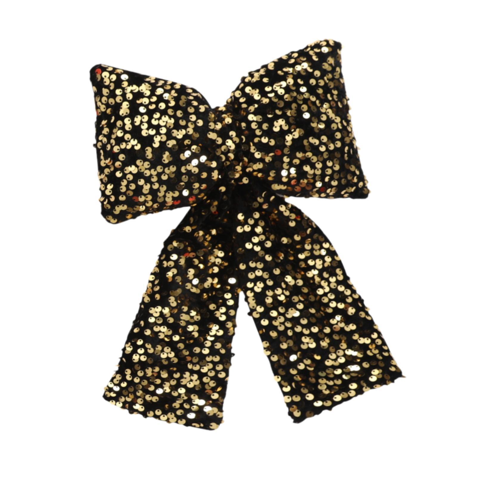 

Bow Christmas Tree Ornament Sequin Bowknot Xmas Decor for Porch Bar Garland чёрный